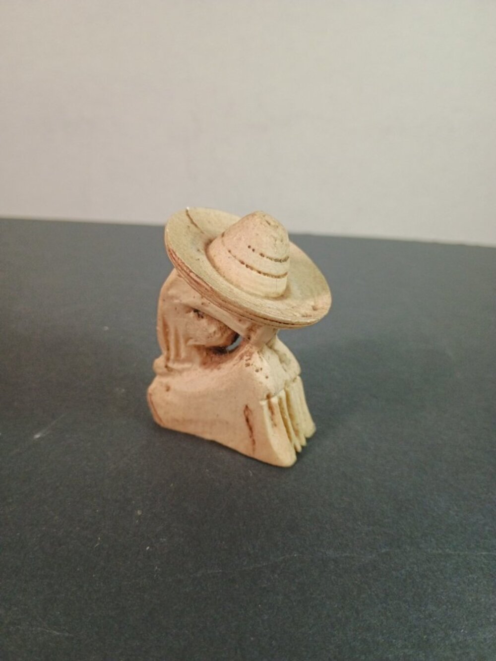 ​Vintage Mexican Folk Art Siesta Man Hand Carved Figurine Sombrero